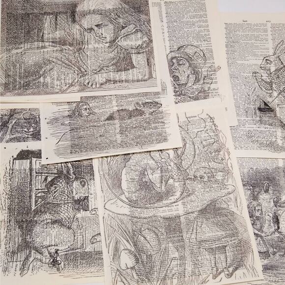 Alice in Wonderland Vintage Dictionary Prints, Through the Looking Glass Prints - Picture 4 of 9